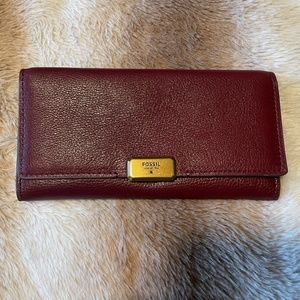 Maroon Leather Fossil Wallet